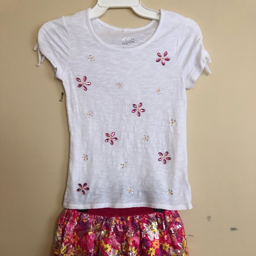 Girls Floral Top and Skirt